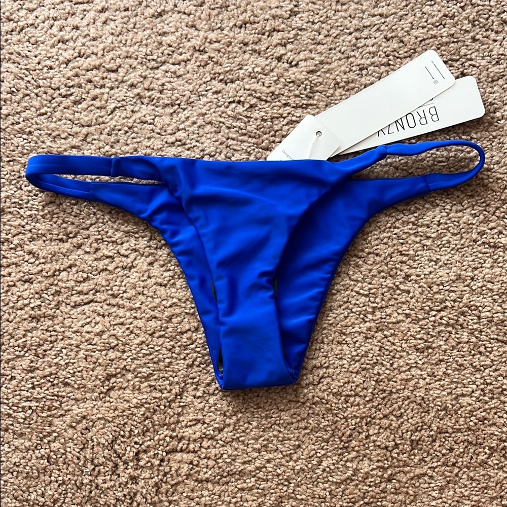 Bronzy Swimwear Blue cheeky Bikini Bottom, sz 8